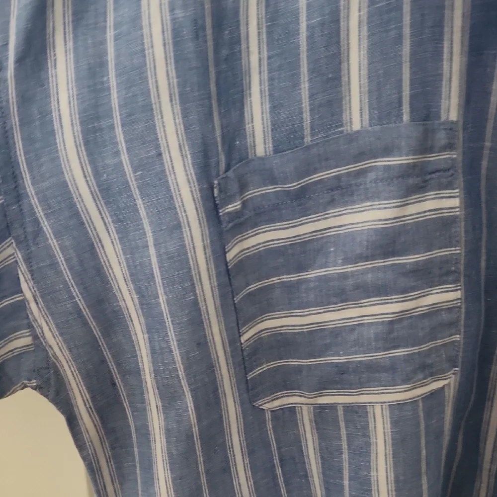 J. Jill Blue and White Casual Button Down Shirt - Picture 4 of 5